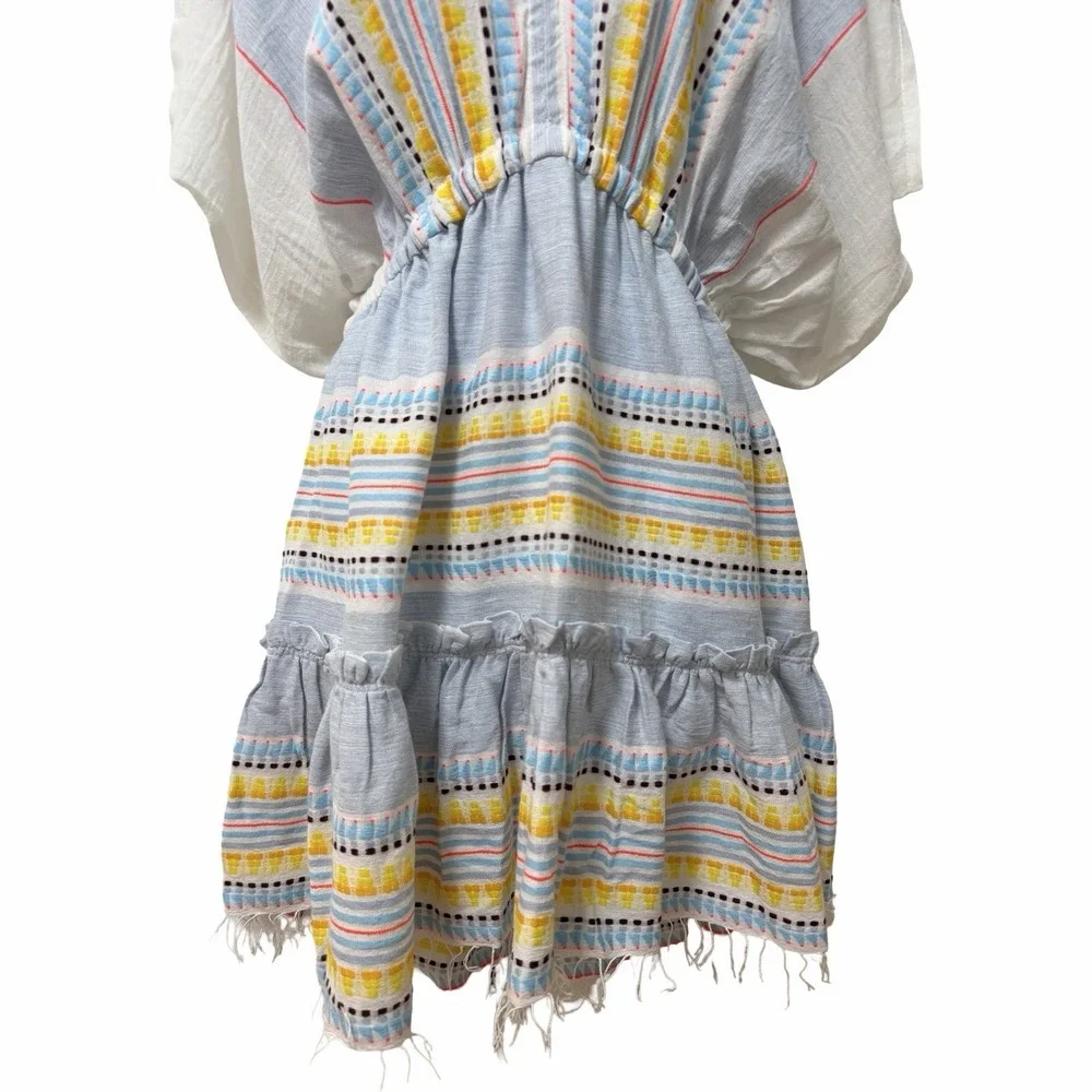 LemLem Kiteli Short Plunge Neck Mini Dress Size XS Multi Sky Beach Swim Coverup